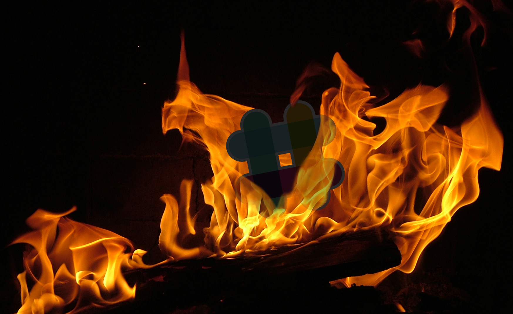 Slack logo on fire
