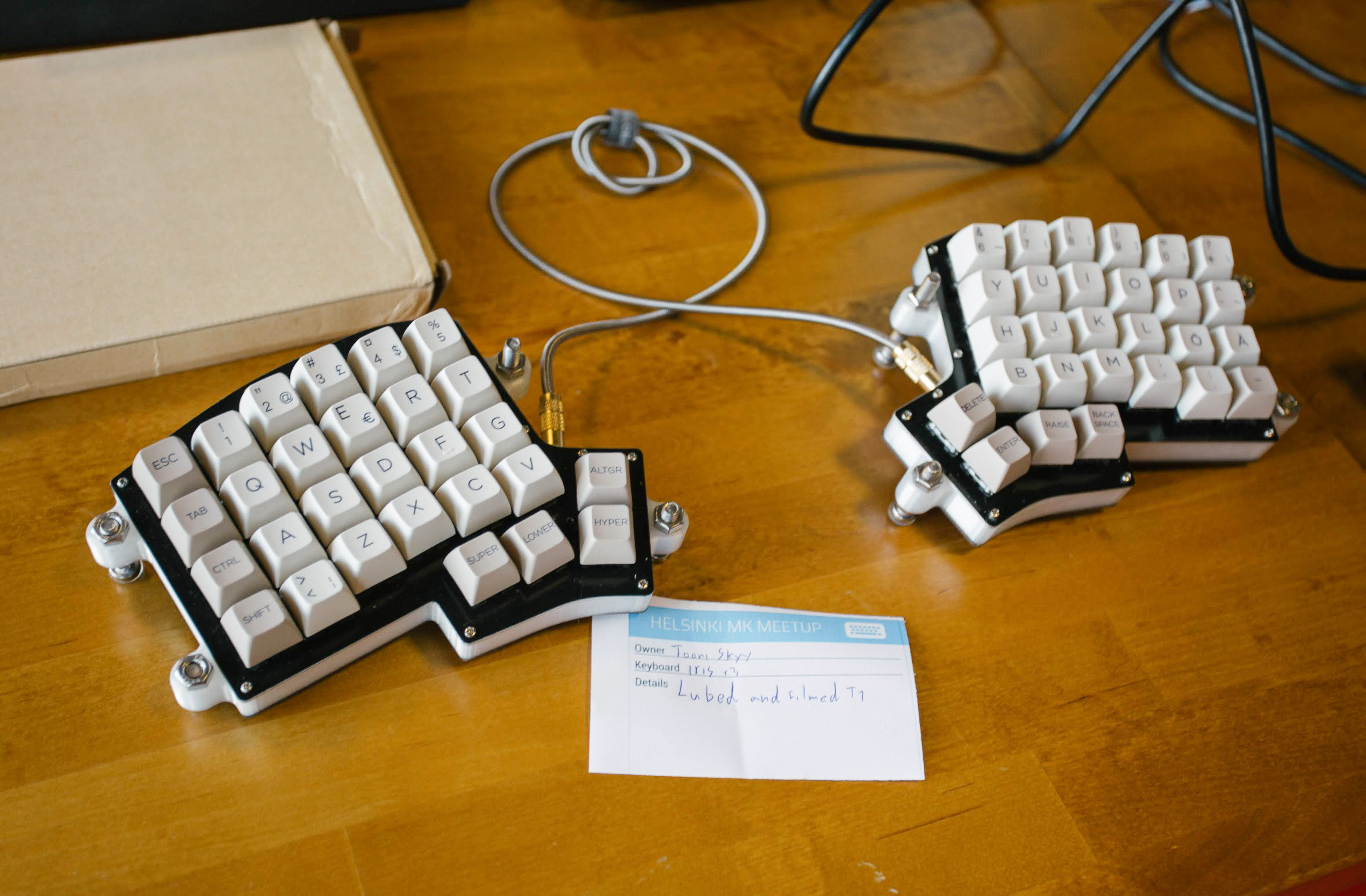 Home-built keyboard split into two for ergonomy