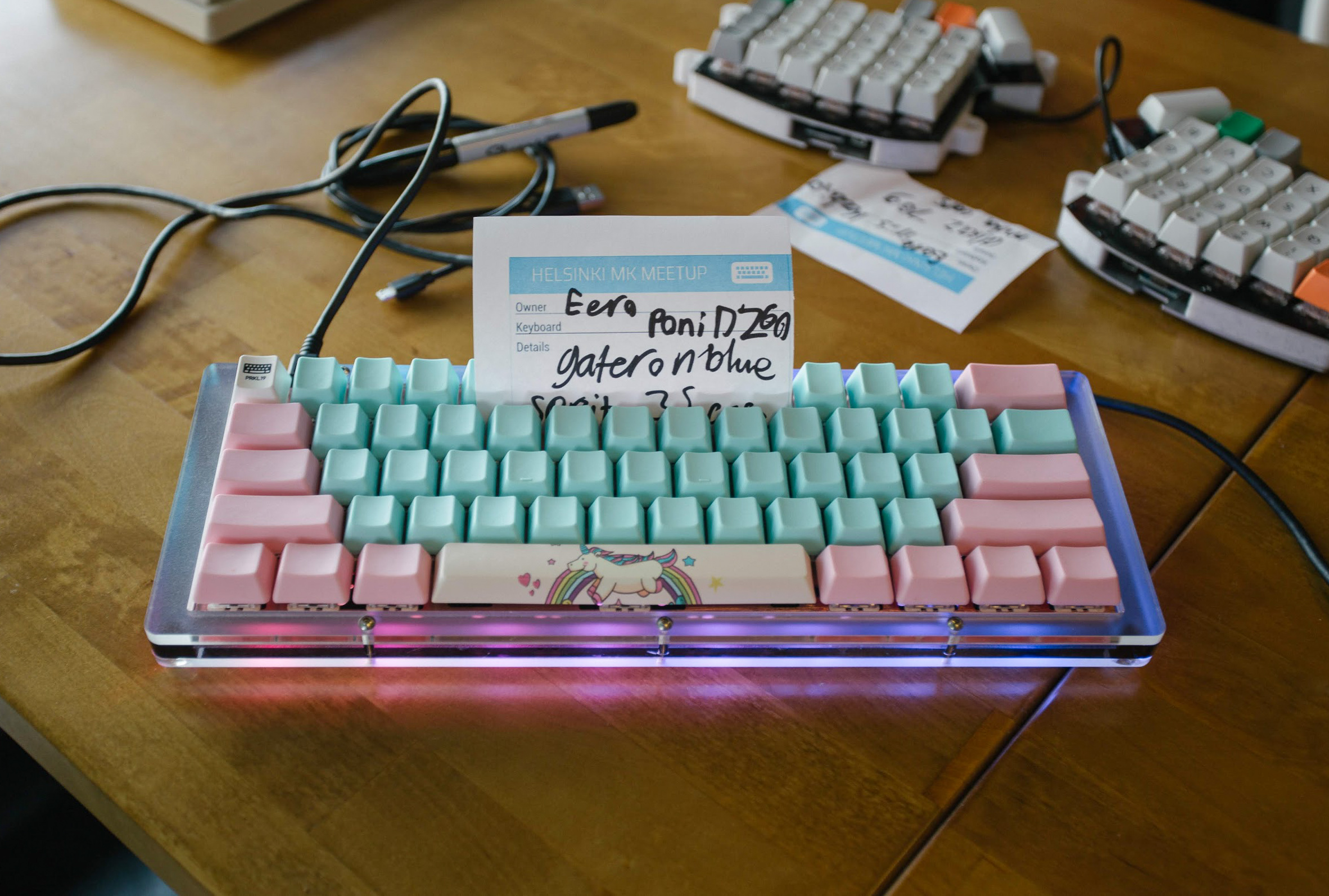 Home-built pastel-colored keyboard