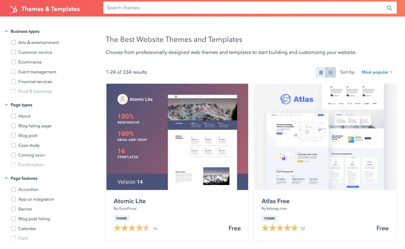 HubSpot themes and templates