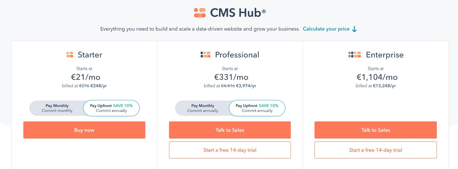 HubSpot CMS Hub licenses